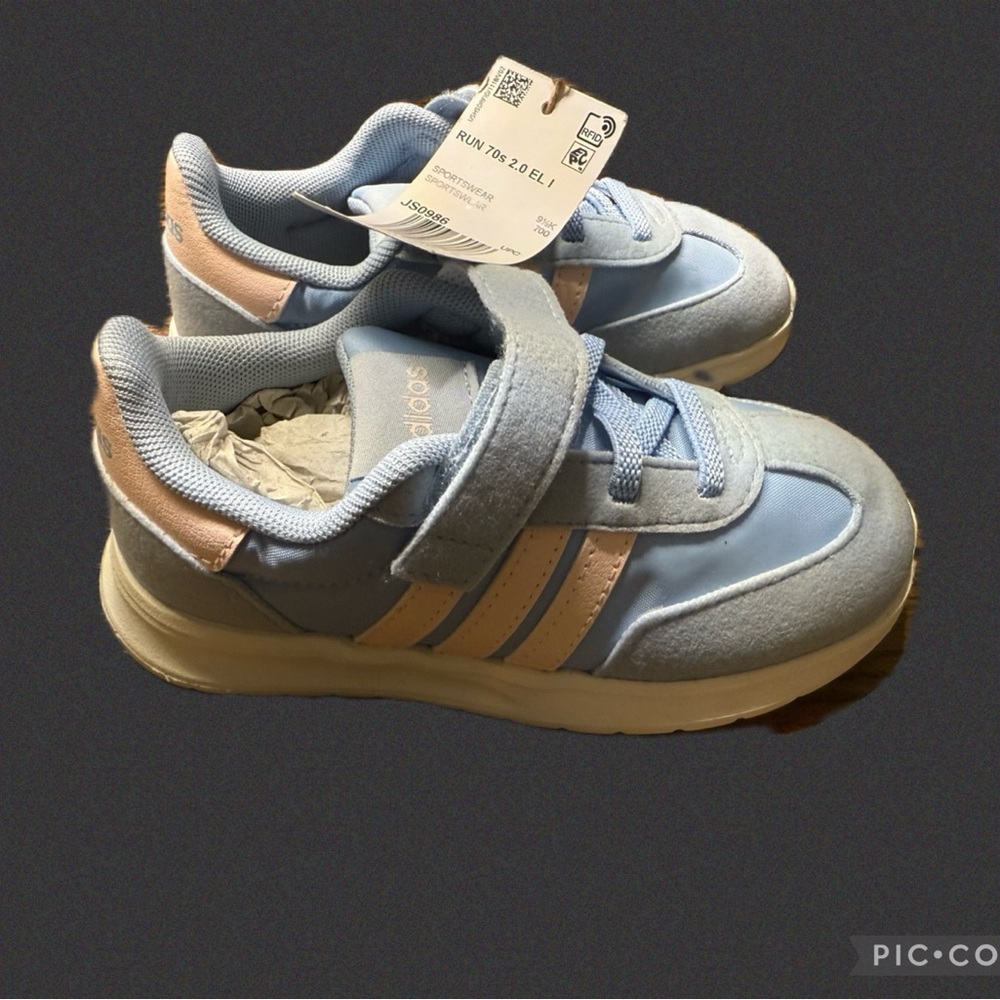 Adidas Kids RUN 70s 2.0 EL I Blue Light Pi k Sneakers Shoes 10K